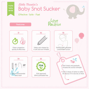 Little Martin's Reusable Snot Sucker for Newborn (Pink)