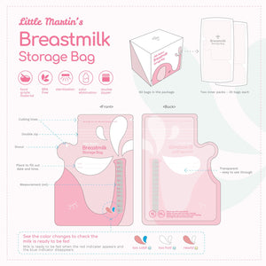 Little Martin's Breast Milk Storage Bags (Pink) - 60 Counts